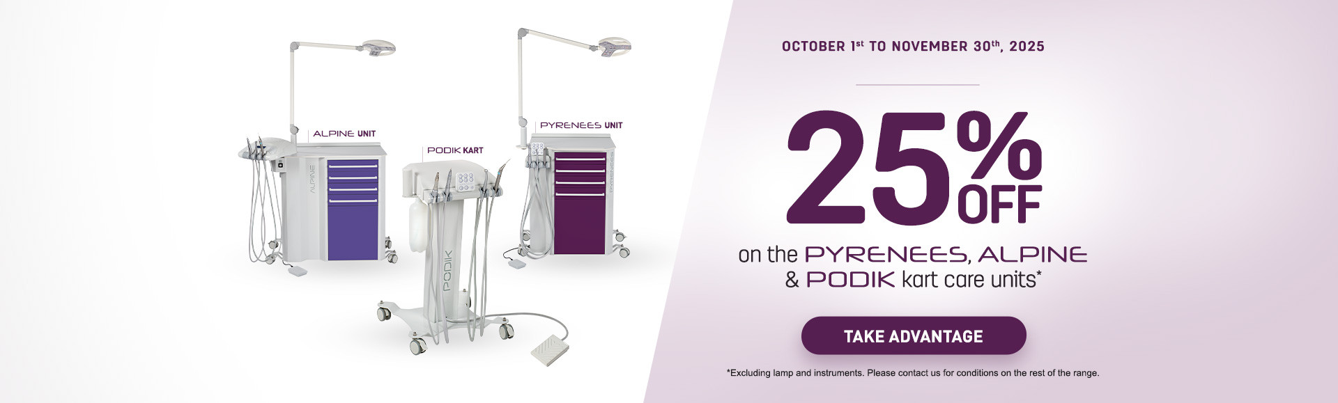 25%off on treatment units until 30/11