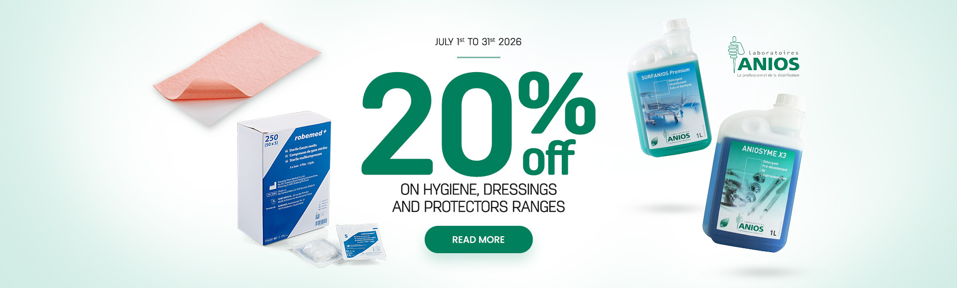 20%off on hygiene and protectors ranges until 31/07/2026