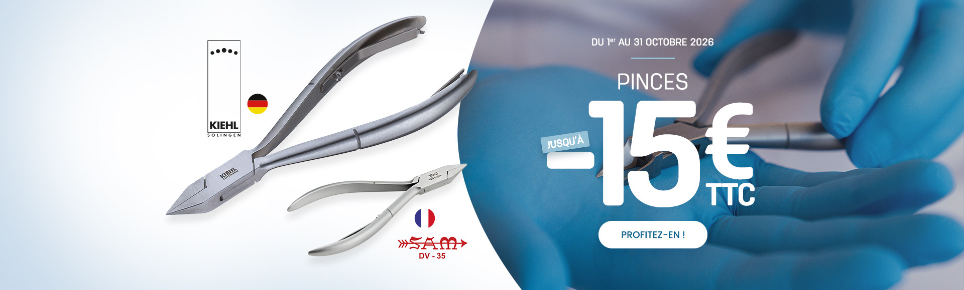 Jusqu'à -15% sur les pinces Sam et Kiehl jusqu'au 31/10