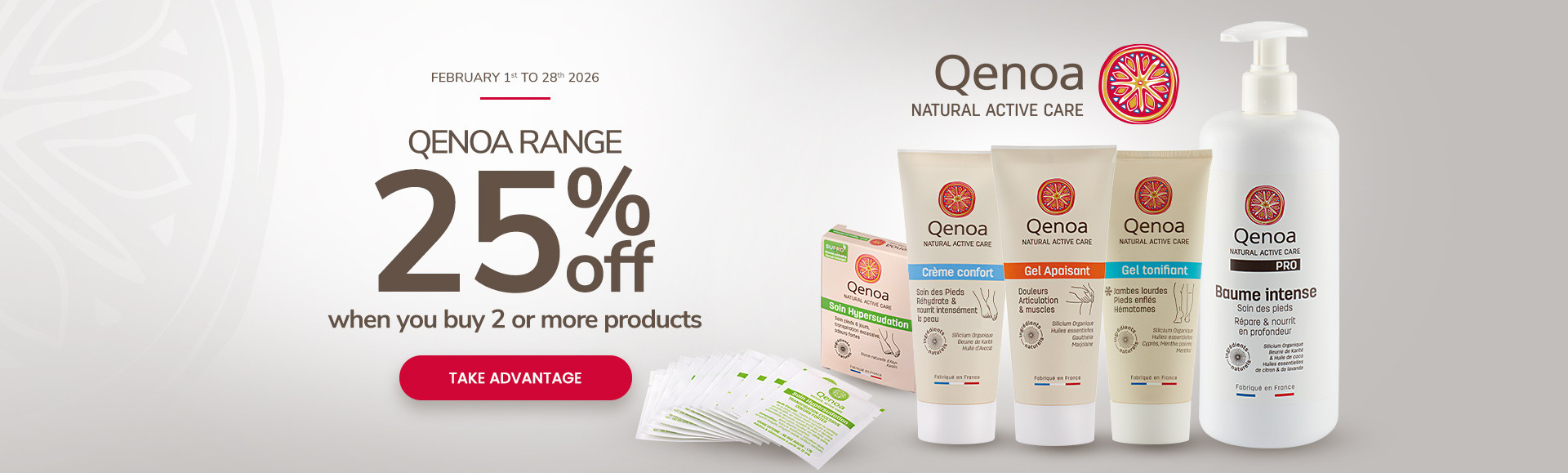 25%off when you buy two or more qenoa products until 28/02/2026