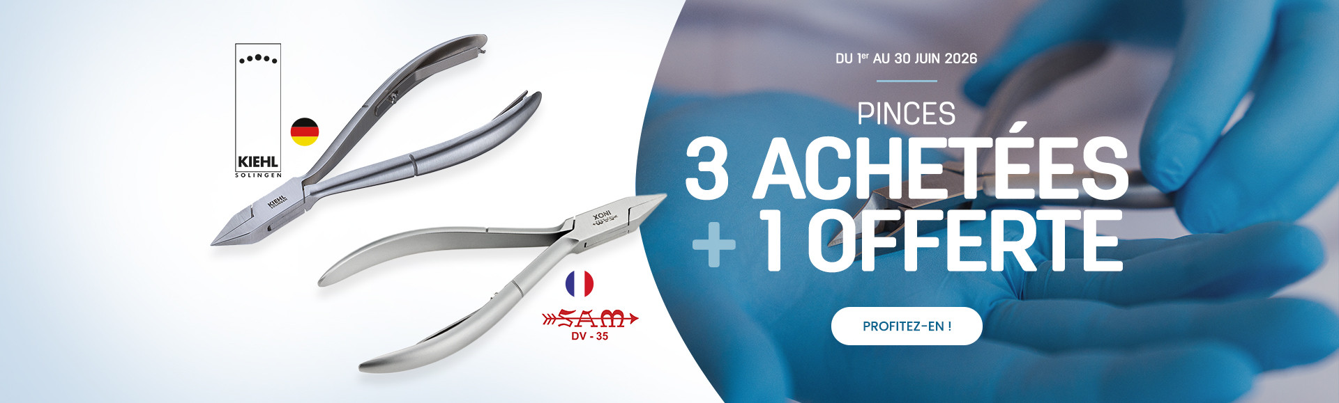 Offre spéciale sur les pinces Kiehl et Sam jusqu'au 30/06
